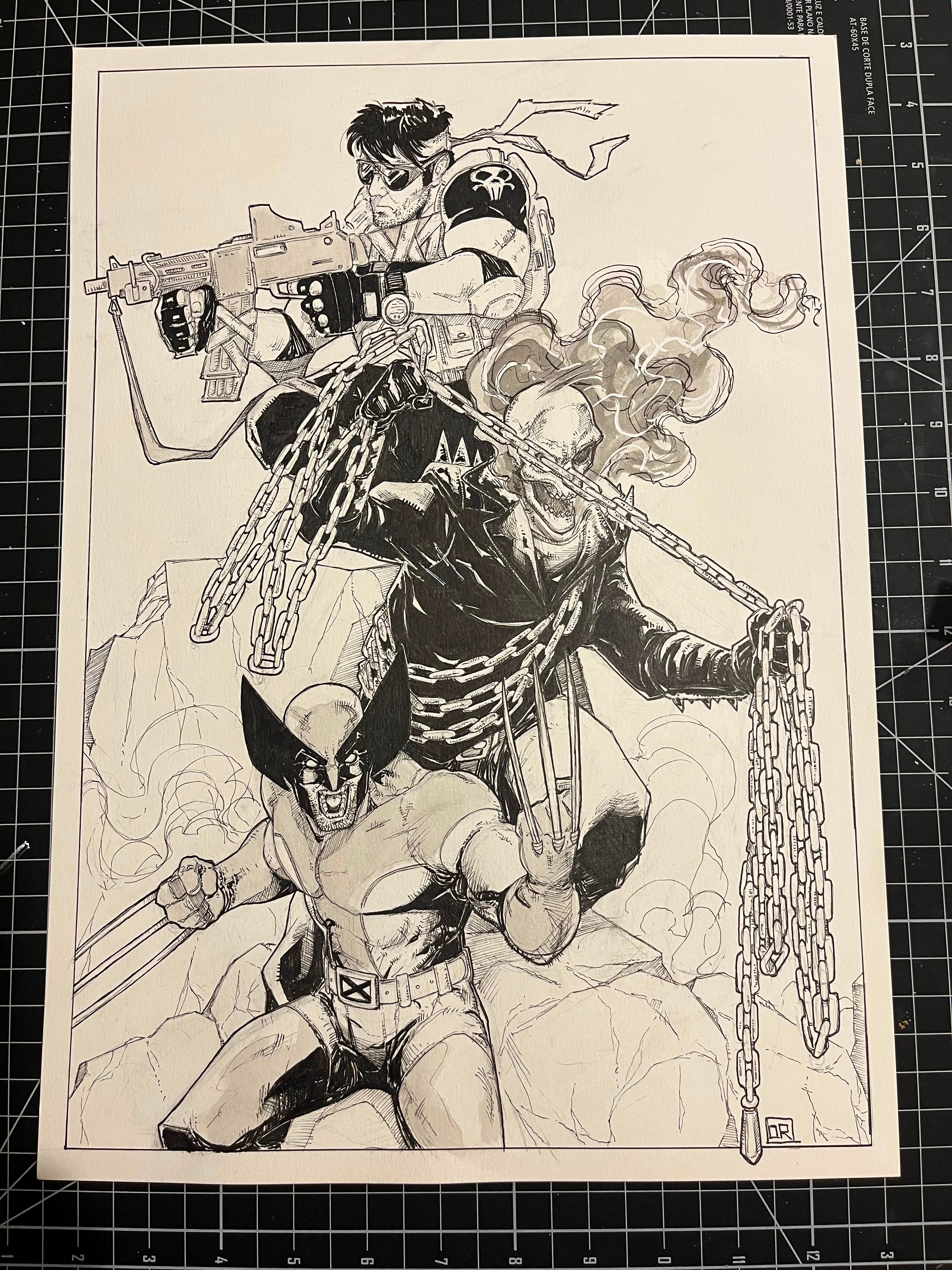 Wolverine/Punisher/Ghost Rider - illustration by Osvaldo Ruiz